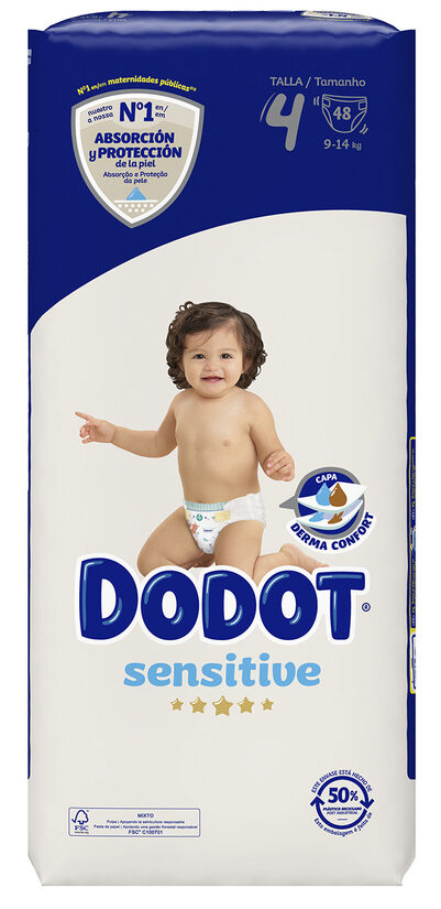 Dodot pañal sensitive talla 4 9-14 kg 48 ud